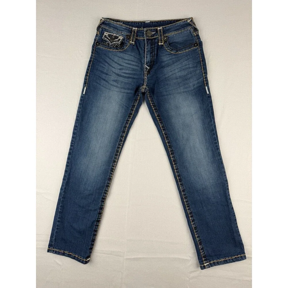 True Religion Men's Ricky Super T Straight Leg Blue Jeans Size 34x30